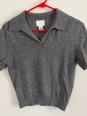 H&M Short-Sleeve Knit Polo Sweater